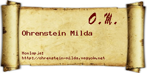 Ohrenstein Milda névjegykártya